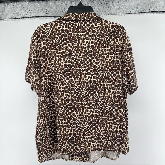 Daisy Street (ASOS) Women’s Leopard Print Short Sleeve Button Front Shirt Medium - Picture 9 of 12